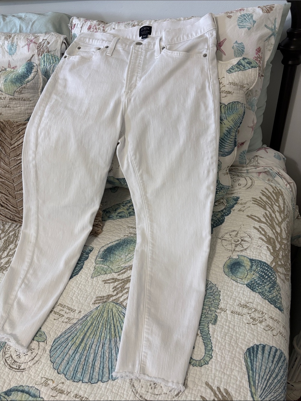 J. Crew Straight-Leg High Rise, White Jeans